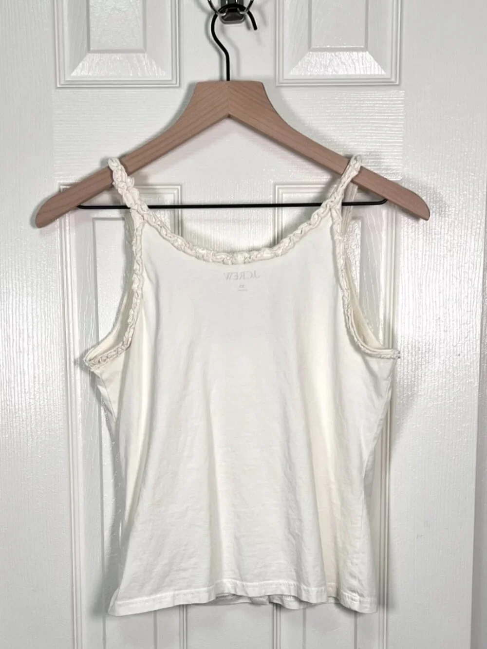 J. Crew Broken in Jersey Button Front Tank with Ruffle Straps Ivory Size XS
